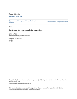 Software for Numerical Computation