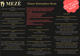 Dinner Bottomless Menu