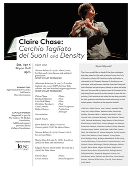 Claire Chase: Cerchio Tagliato Dei Suoni and Density