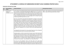 Attachment A: Schedule of Submissions on Draft Local Planning Strategy (2011)