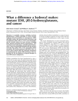 Mutant IDH, (R)-2-Hydroxyglutarate, and Cancer