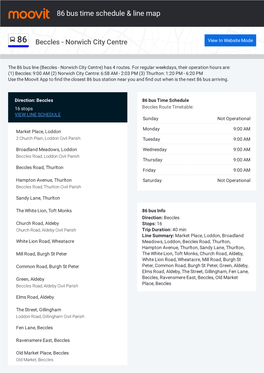 86 Bus Time Schedule & Line Route