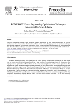 POWEROPT. Power Engineering Optimization Techniques Educational Software Library