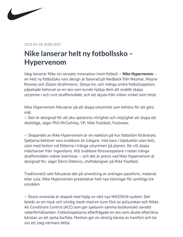 Nike Lanserar Helt Ny Fotbollssko – Hypervenom