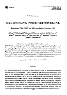 TOXIC EQUIVALENCY FACTORS for DIOXIN-LIKE Pcbs