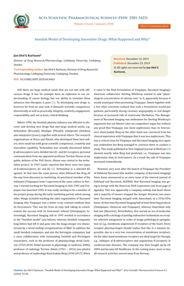 Swedish Model of Developing Innovative Drugs: What Happened and Why?