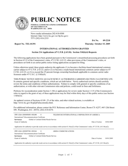 PUBLIC NOTICE FEDERAL COMMUNICATIONS COMMISSION 445 12Th STREET S.W