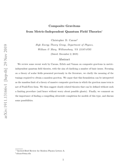 Arxiv:1911.13166V1 [Hep-Th] 29 Nov 2019