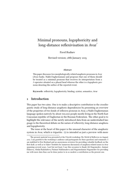 Minimal Pronouns, Logophoricity and Long-Distance Reflexivisation in Avar