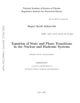 Equation of State and Phase Transitions in the Nuclear