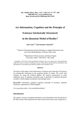 Are Information, Cognition and the Principle of Existence Intrinsically