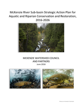 Mckenzie River Sub-Basin Action Plan 2016-2026