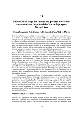 A Case Study on the Potential of the Multipurpose Prosopis Tree