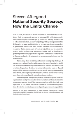 National Security Secrecy: How the Limits Change