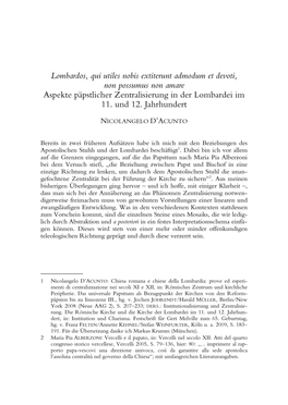 Lombardos, Qui Utiles Nobis Extiterunt Admodum Et Devoti, Non Possumus Non Amare Aspekte Päpstlicher Zentralisierung in Der Lombardei 1M 11