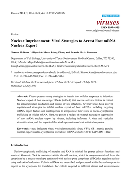 Viral Strategies to Arrest Host Mrna Nuclear Export