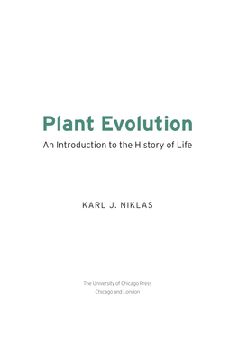 Plant Evolution an Introduction to the History of Life