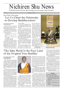 News Published Bythe Nichiren Shu Headquarters & Kaigai Fukyo Koenkai