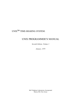 UNIX Version 7 Volume 1