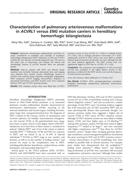 Characterization of Pulmonary Arteriovenous Malformations in ACVRL1 Versus ENG Mutation Carriers in Hereditary Hemorrhagic Telangiectasia