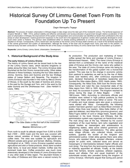 Historical Survey of Limmu Genet Town from Its Foundation up to Present