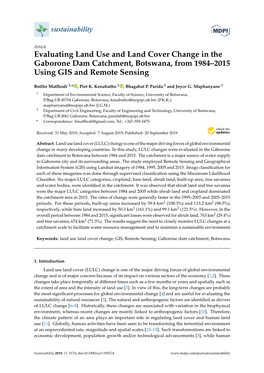 Evaluating Land Use and Land Cover Change in the Gaborone Dam Catchment, Botswana, from 1984–2015 Using GIS and Remote Sensing