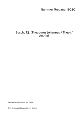 Bosch, TJ (Theodorus Johannes / Theo)