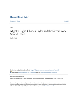 Charles Taylor and the Sierra Leone Special Court Kathy Ward