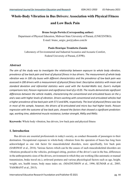 Whole-Body Vibration in Bus Drivers: Association with Physical Fitness and Low Back Pain