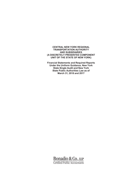 Central New York Regional Transportation Authority and Subsidiaries (A Discretely Presented Component Unit of the State of New York)