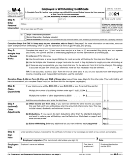 Form W-4, Employee's Withholding Certificate