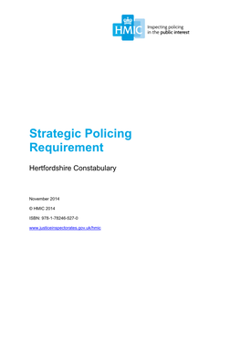 Strategic Policing Requirement – Hertfordshire Constabulary