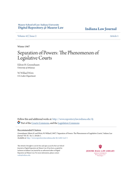 Separation of Powers: the Phenomenon of Legislative Courts