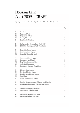 Housing Land Audit 2009 – DRAFT