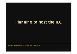 Planning to Host the ILC in Japan