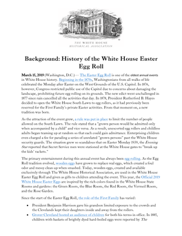 Background: History of the White House Easter Egg Roll