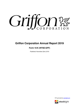 Griffon Corporation Annual Report 2019