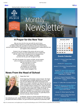 A Prayer for the New Year News from the Head of School
