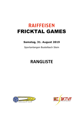 RANGLISTE Fricktal Games 2019