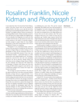 Rosalind Franklin, Nicole Kidman and Photograph 51
