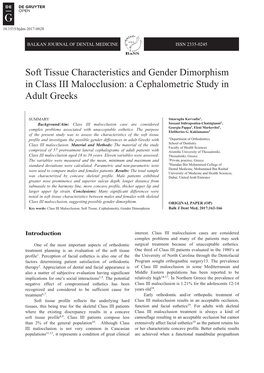 Soft Tissue Characteristics and Gender Dimorphism in Class III Malocclusion: a Cephalometric Study in Adult Greeks