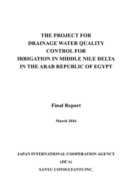 The Project for Drainage Water Quality Control for Irrigation in Middle Nile Delta in the Arab Republic of Egypt