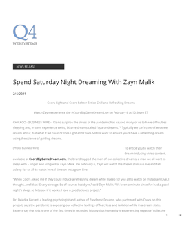 Spend Saturday Night Dreaming with Zayn Malik
