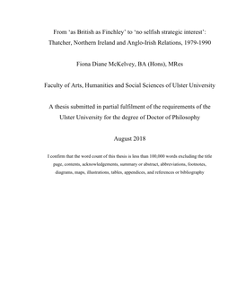 Thatcher, Northern Ireland and Anglo-Irish Relations, 1979-1990