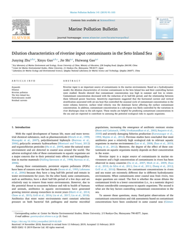 Dilution Characteristics of Riverine Input Contaminants in the Seto