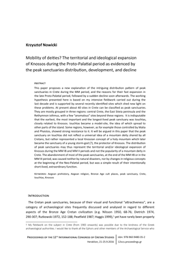 Mobility of Deities? the Territorial and Ideological Expansion of Knossos