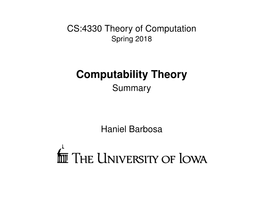 31 Summary of Computability Theory