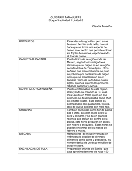 GLOSARIO TAMAULIPAS Bloque 3 Actividad 1 Unidad 8 Claudia