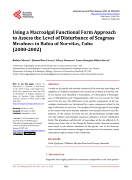 Using a Macroalgal Functional Form Approach to Assess the Level of Disturbance of Seagrass Meadows in Bahía of Nuevitas, Cuba (2000-2002)