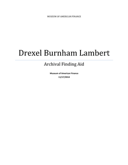 Drexel Burnham Lambert Archival Finding Aid